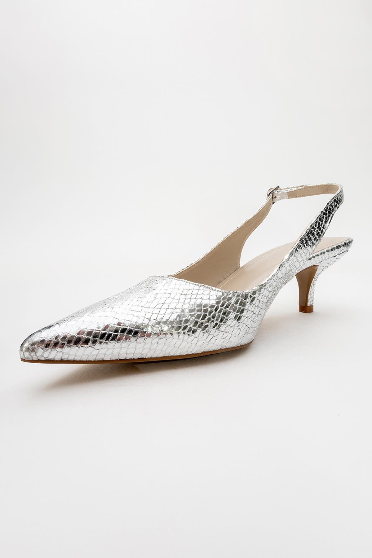 Valor - Zapatos de tacón en punta con estampado plateado (mujer)
