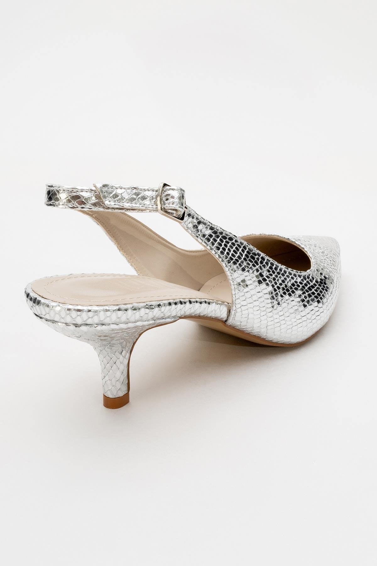 Valor - Zapatos de tacón en punta con estampado plateado (mujer)