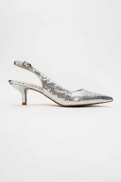 Valor - Zapatos de tacón en punta con estampado plateado (mujer)