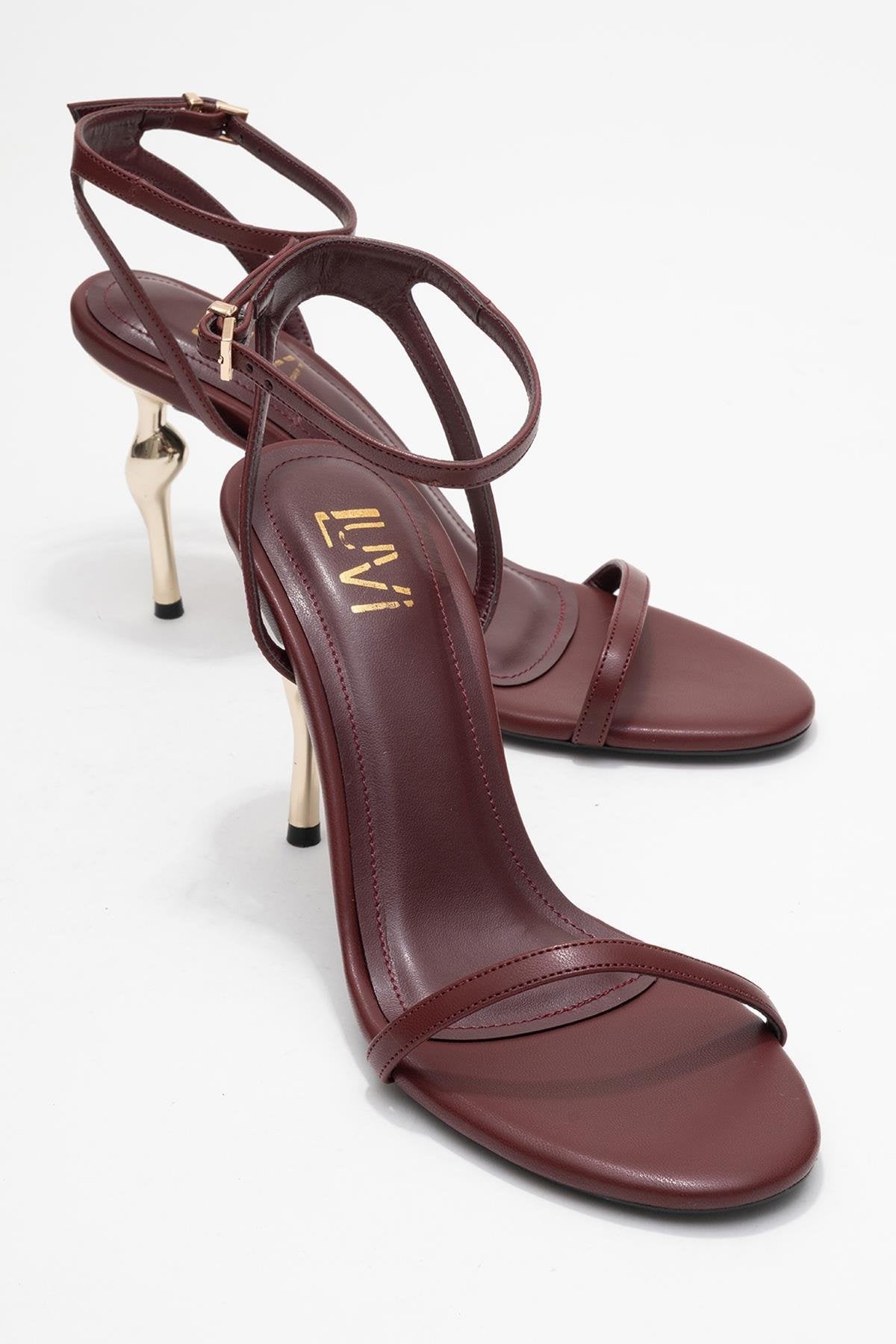 Jasmin - Zapatos de Tacón de Tira Única Color Borgoña (Mujer)
