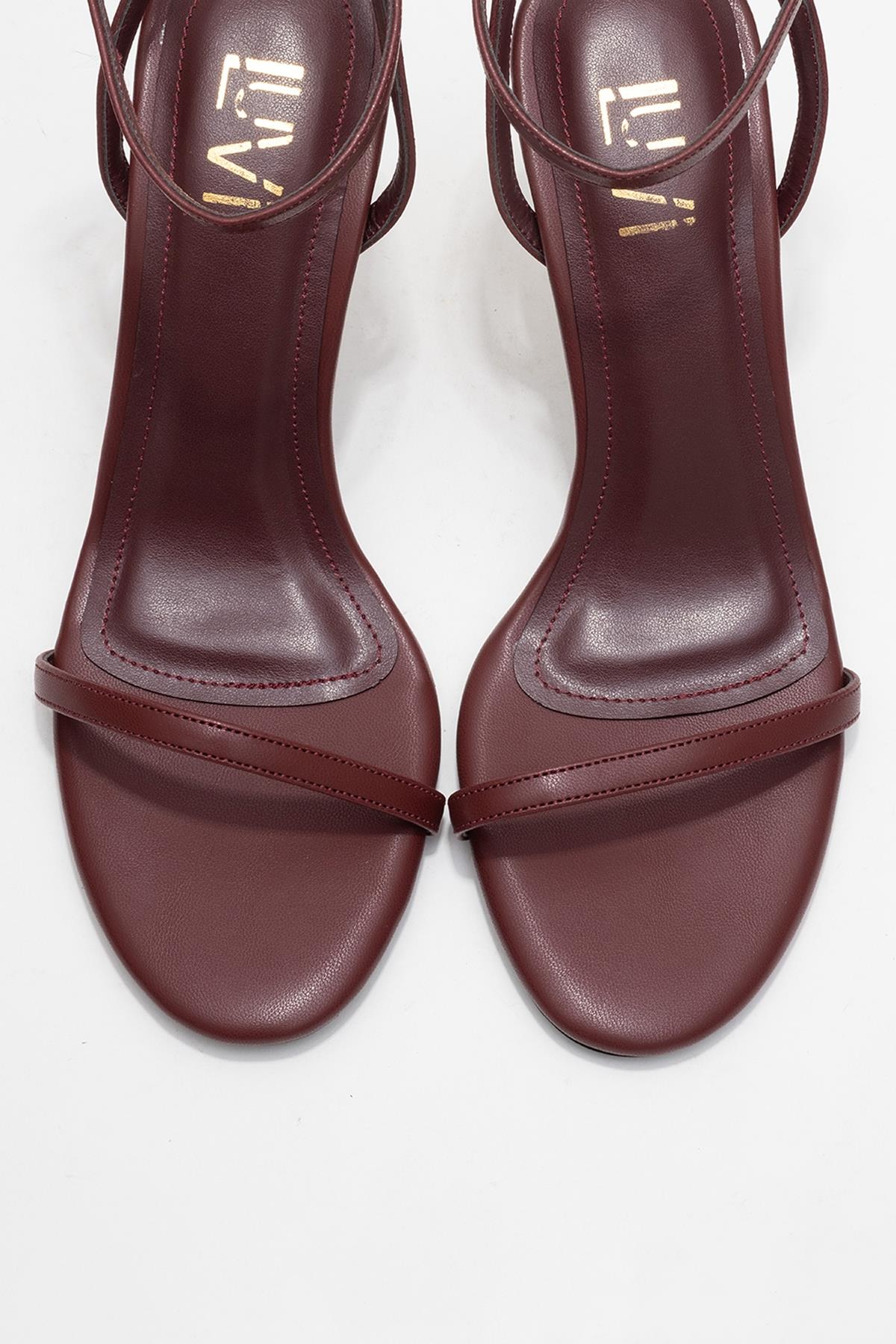 Jasmin - Zapatos de Tacón de Tira Única Color Borgoña (Mujer)