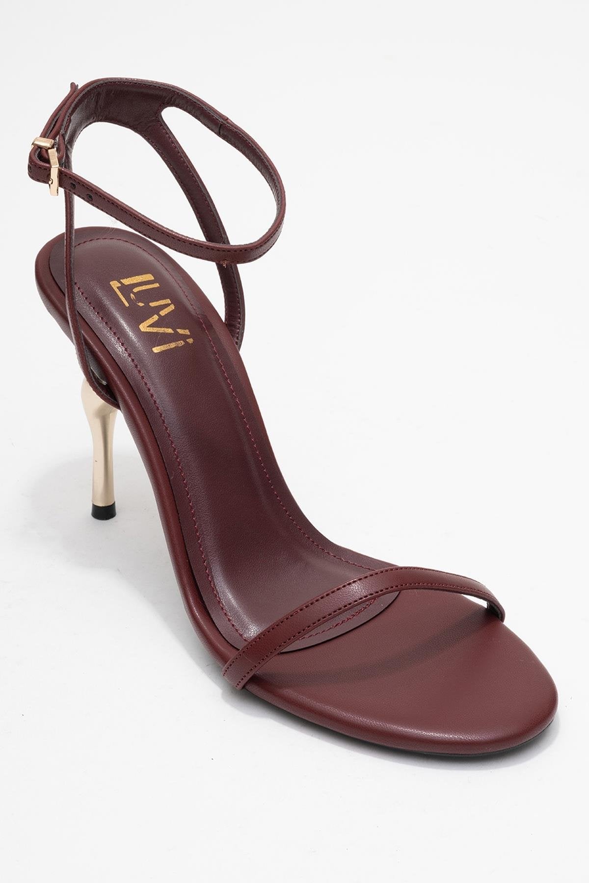 Jasmin - Zapatos de Tacón de Tira Única Color Borgoña (Mujer)