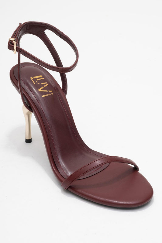 Jasmin - Zapatos de Tacón de Tira Única Color Borgoña (Mujer)