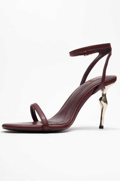 Jasmin - Zapatos de Tacón de Tira Única Color Borgoña (Mujer)