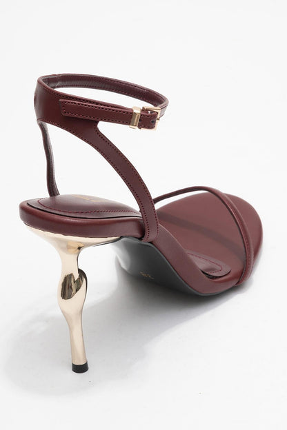 Jasmin - Zapatos de Tacón de Tira Única Color Borgoña (Mujer)