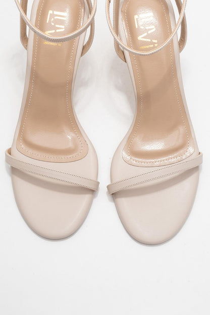 Jasmin - Zapato de tacón de aguja de una sola tira en color beige (Mujer)