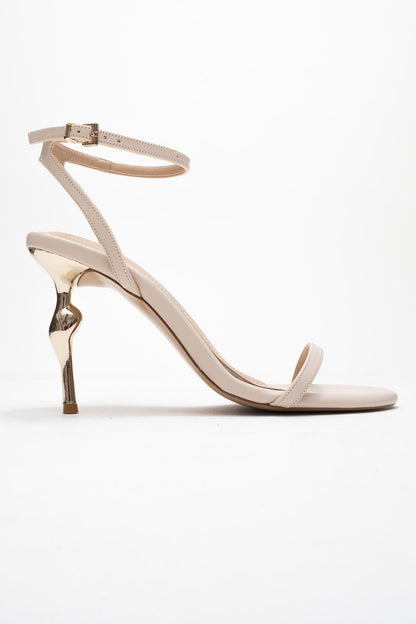 Jasmin - Zapato de tacón de aguja de una sola tira en color beige (Mujer)
