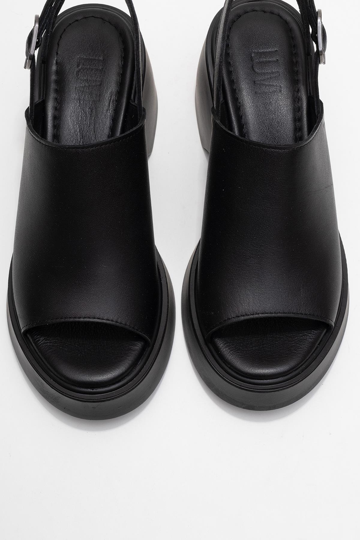 Power - Cuñas de plataforma de cuero negro (Mujer)