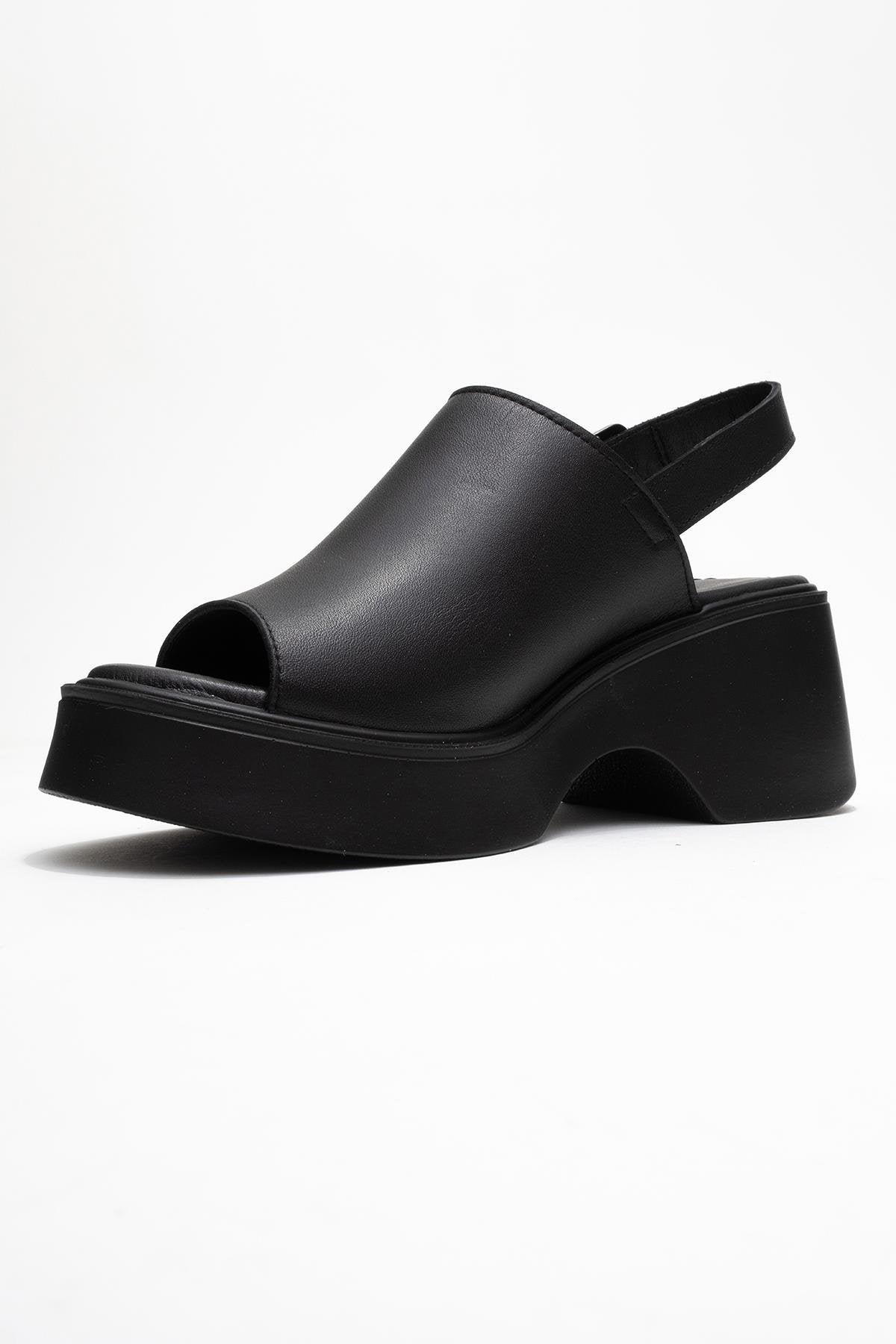 Power - Cuñas de plataforma de cuero negro (Mujer)