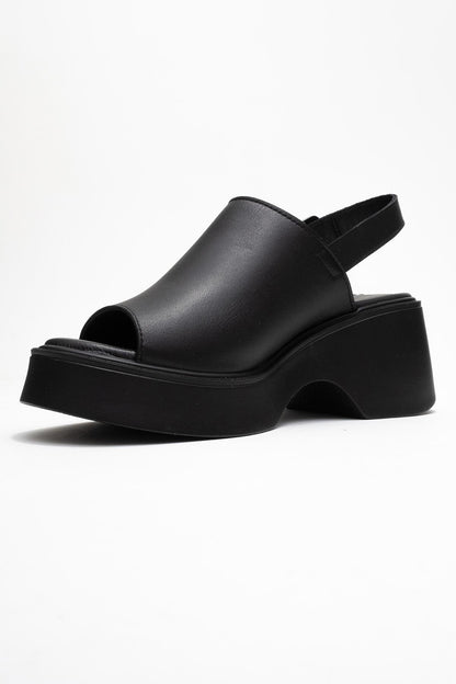 Power - Cuñas de plataforma de cuero negro (Mujer)