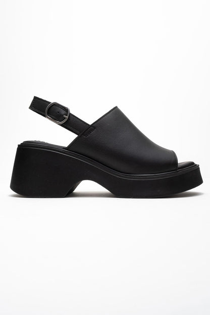 Power - Cuñas de plataforma de cuero negro (Mujer)