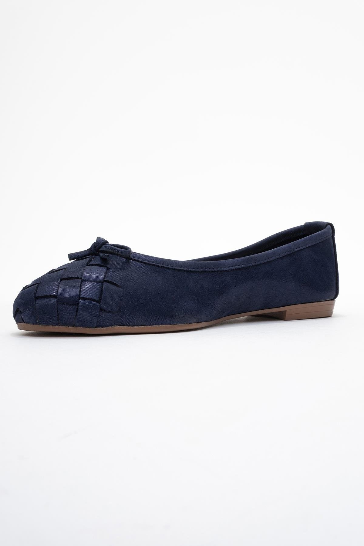 03 - Bailarina de cuero genuino con purpurina azul marino (Mujer)