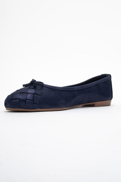 03 - Bailarina de cuero genuino con purpurina azul marino (Mujer)