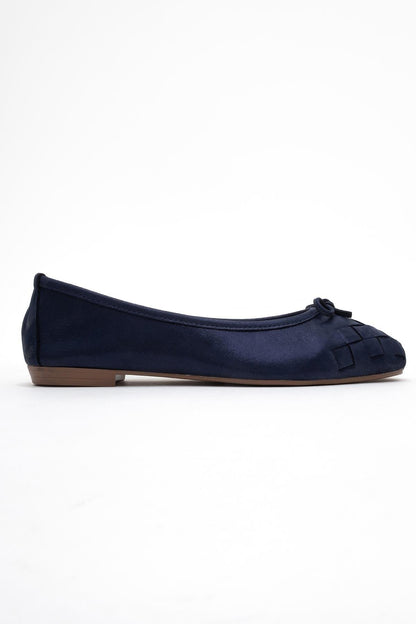 03 - Bailarina de cuero genuino con purpurina azul marino (Mujer)