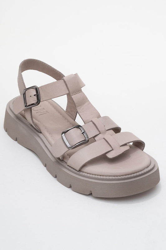 Melvin - Sandalia de Piel Genuina Color Topo (Mujer)