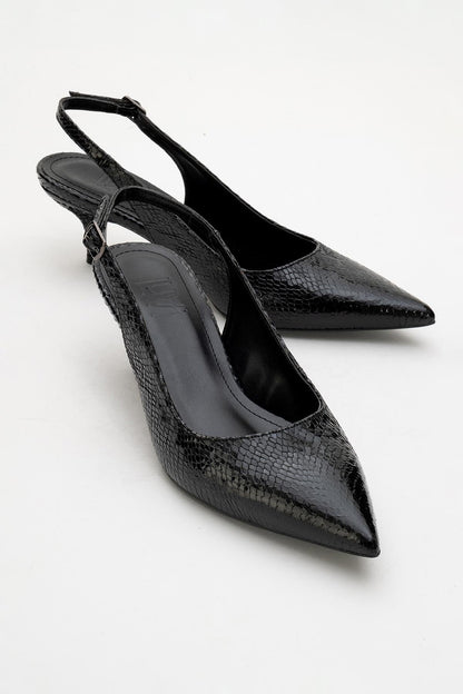 Valor - Zapatos de tacón de punta con estampado negro (mujer)