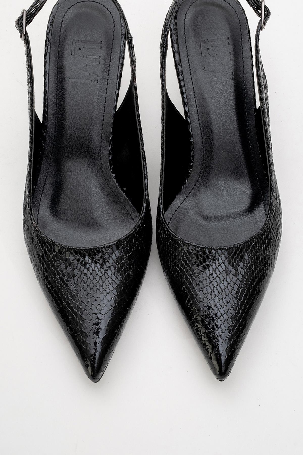 Valor - Zapatos de tacón de punta con estampado negro (mujer)