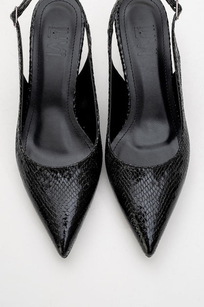 Valor - Zapatos de tacón de punta con estampado negro (mujer)