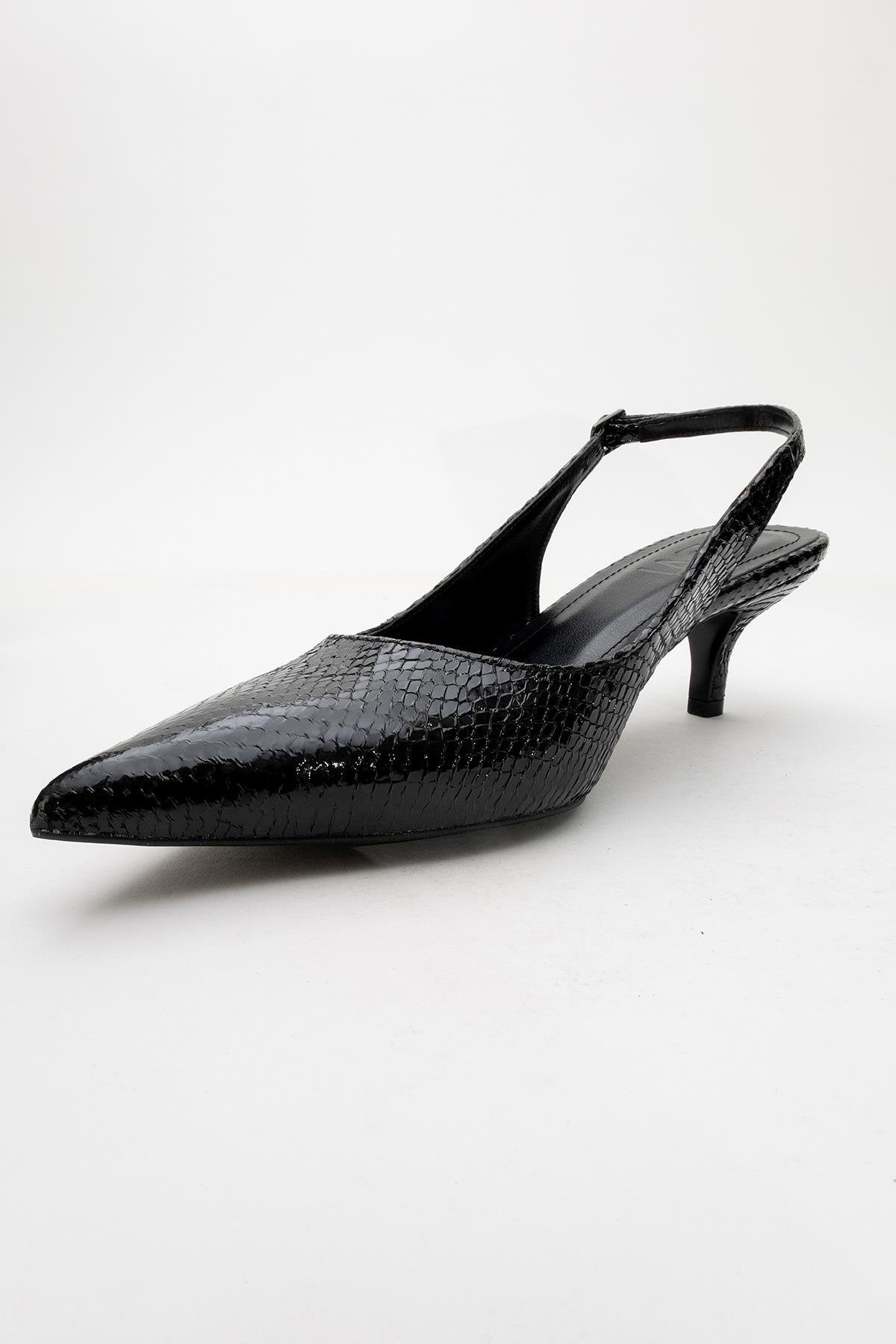Valor - Zapatos de tacón de punta con estampado negro (mujer)
