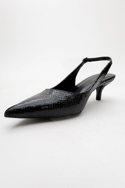 Valor - Zapatos de tacón de punta con estampado negro (mujer)