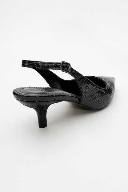Valor - Zapatos de tacón de punta con estampado negro (mujer)