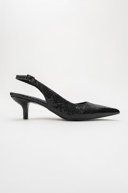 Valor - Zapatos de tacón de punta con estampado negro (mujer)