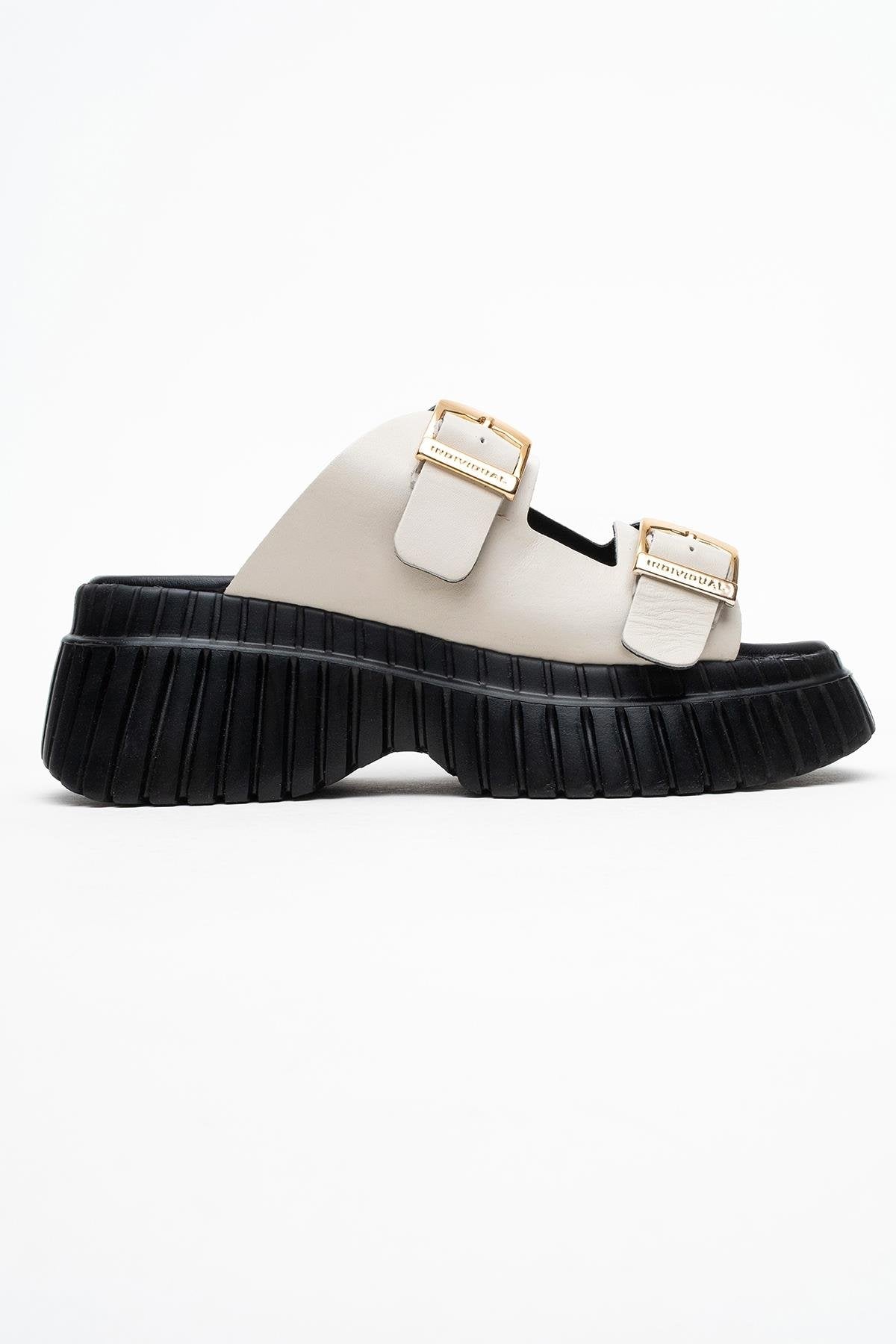 Joanes - Light Beige Leather Two-Strap Platform Sandal (Women)