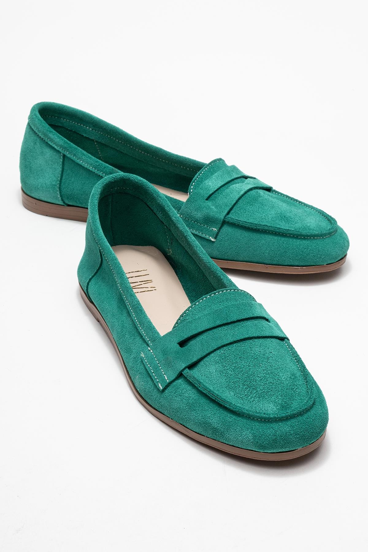 Dorothy - Mocasines de piel de ante verde esmeralda