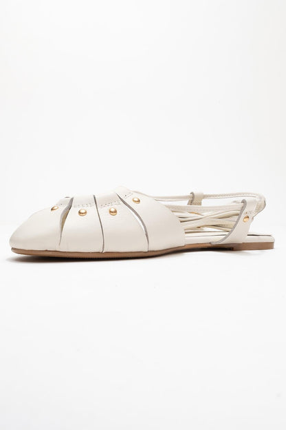Daria - Sandalia de Piel Blanquecina con Cordones en el Tobillo (Mujer)