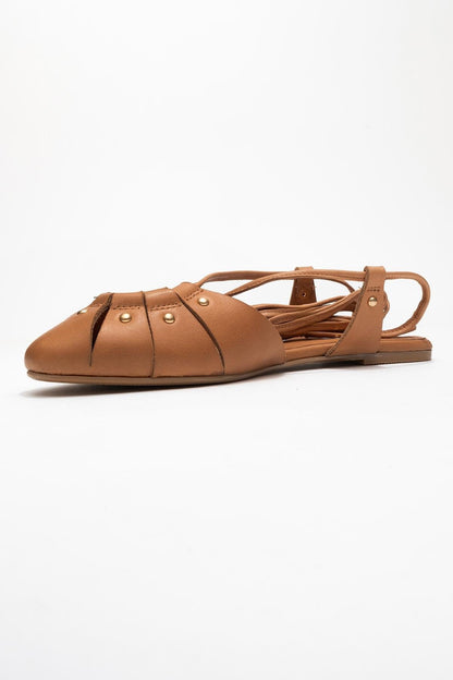 Daria - Sandalia de Piel Cognac con Cordones al Tobillo (Mujer)
