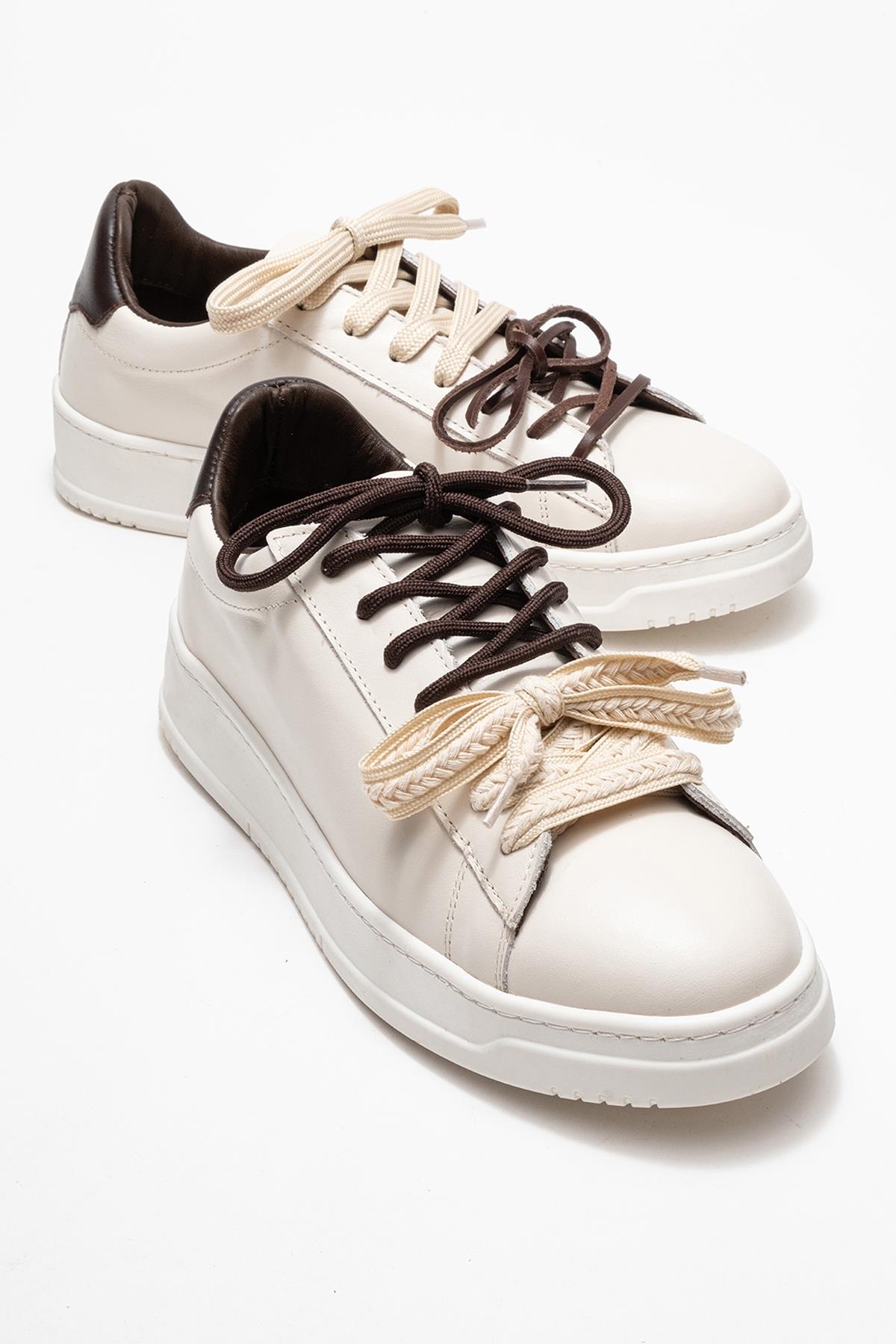 Warron - Light Beige Leather Sneakers (Women)