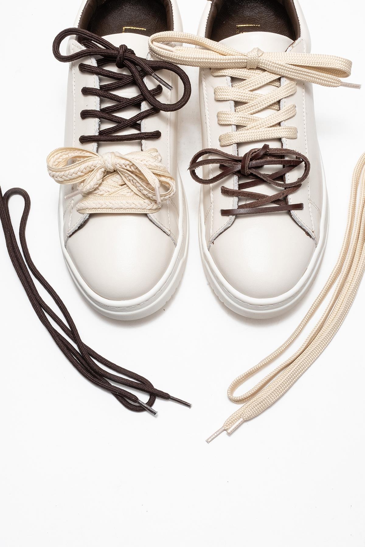 Warron - Light Beige Leather Sneakers (Women)