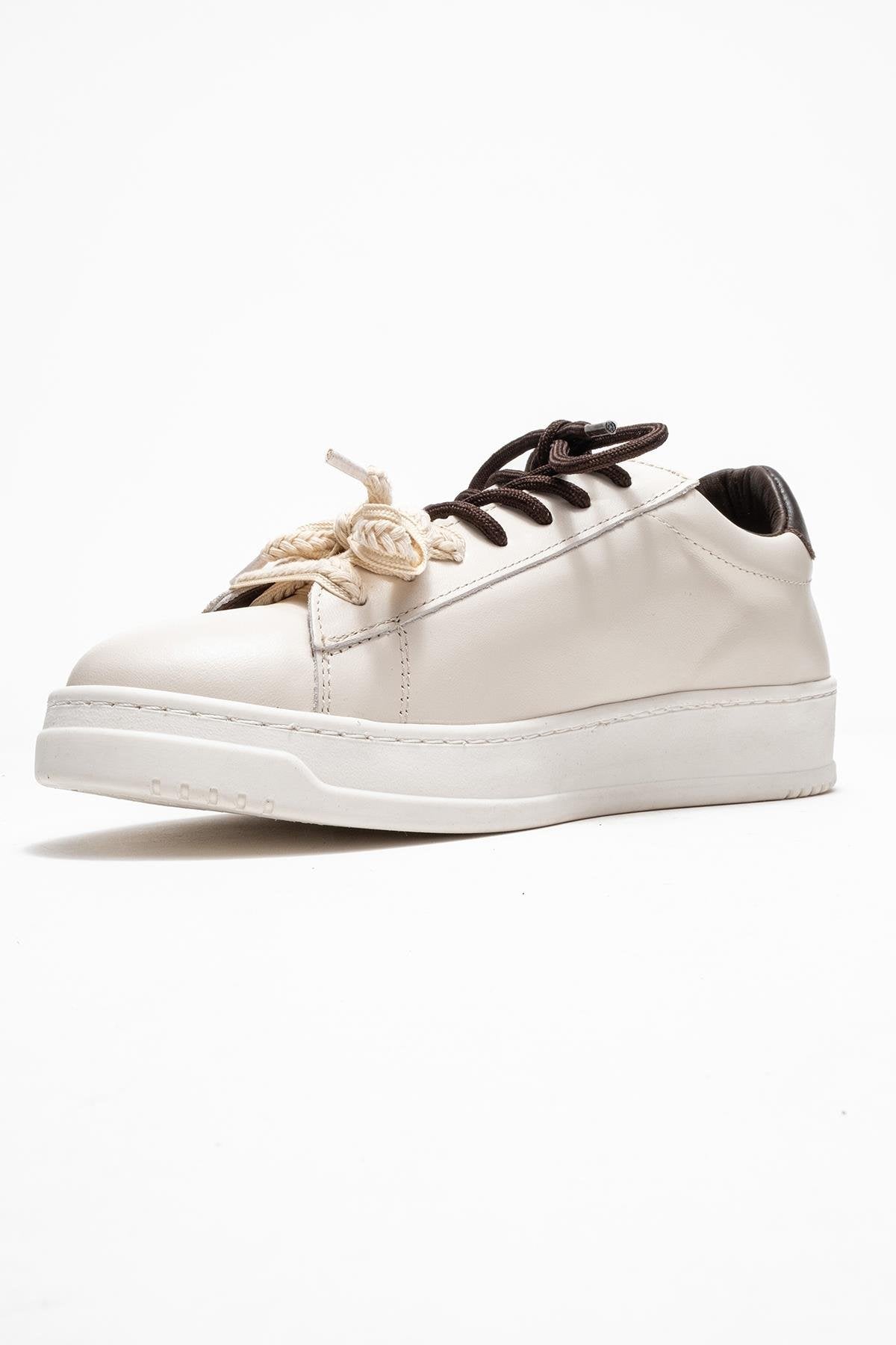 Warron - Light Beige Leather Sneakers (Women)