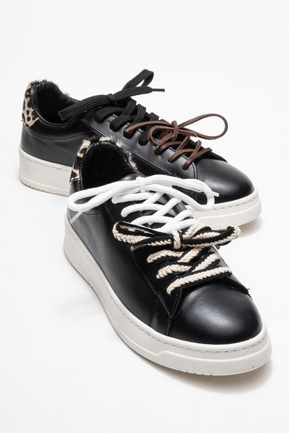 Warron - Zapatillas de piel negra (mujer)