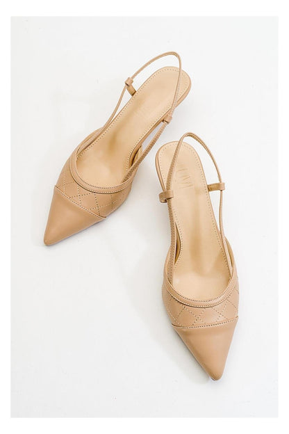Goodge - Zapatos de tacón destalonados con punta fina color nude (Mujer)