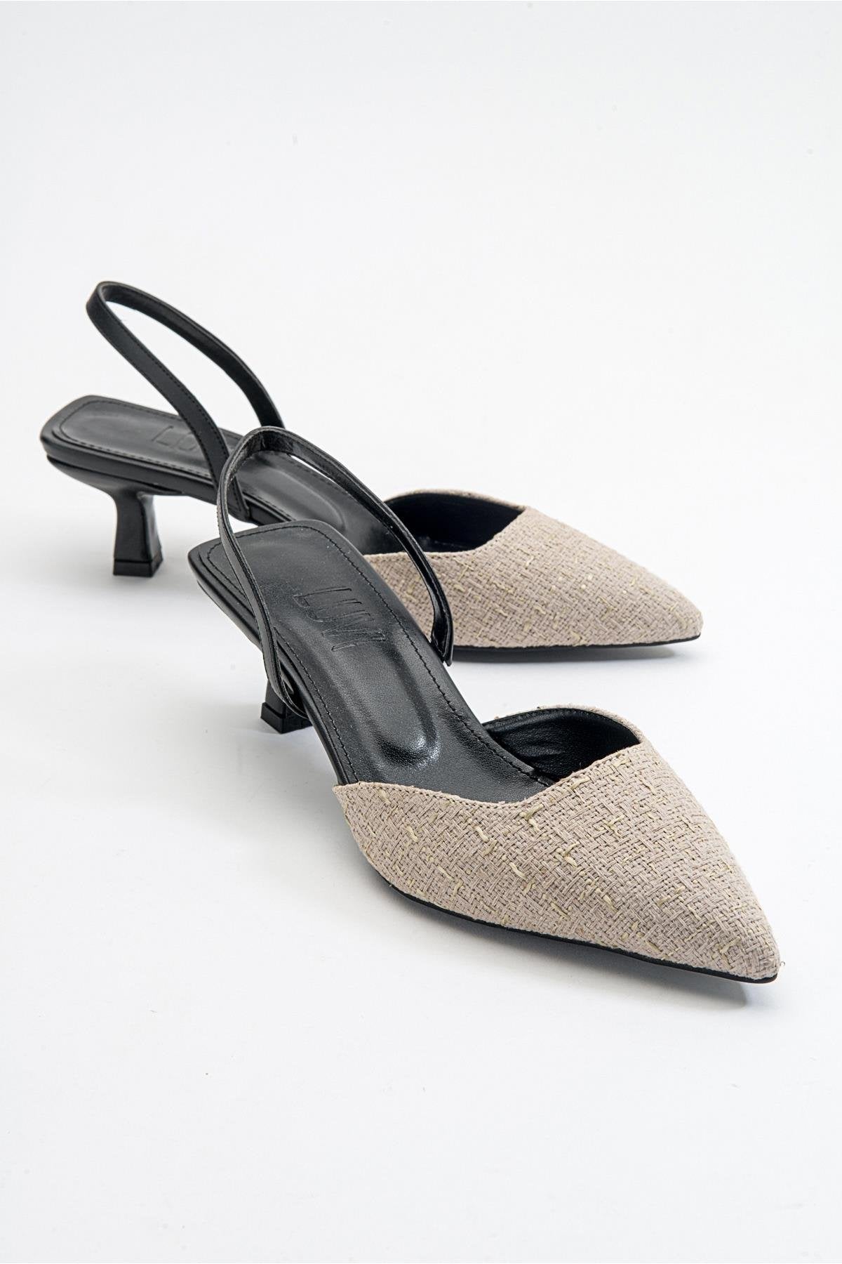 Over - Zapatos de tacón en punta de color beige (mujer)