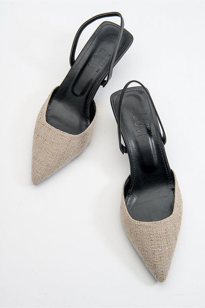 Over - Zapatos de tacón en punta de color beige (mujer)