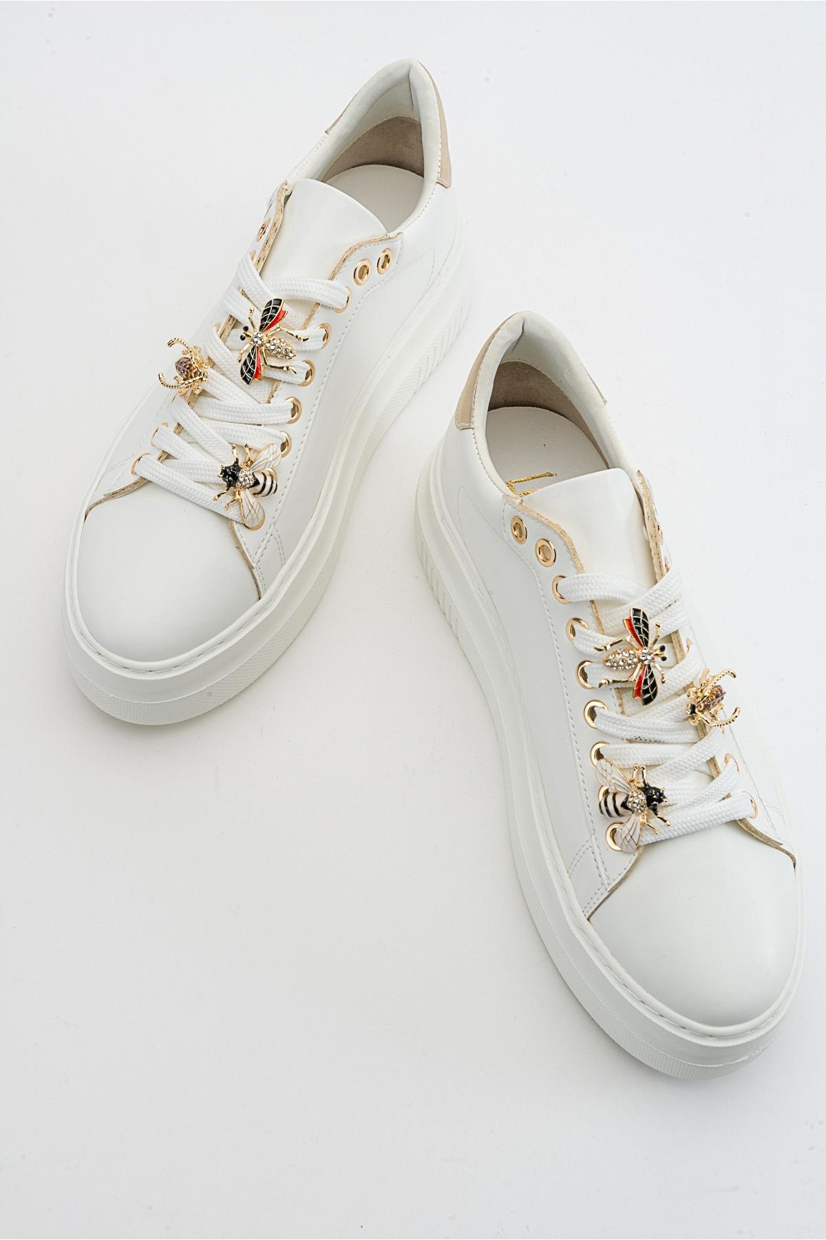 Ater - Zapatillas con Hebilla de Abeja Blanca (Mujer)