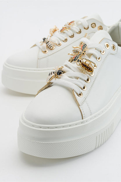 Ater - Zapatillas con Hebilla de Abeja Blanca (Mujer)