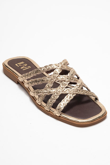 Sandalia plana Alisha Gold de piel (Mujer)