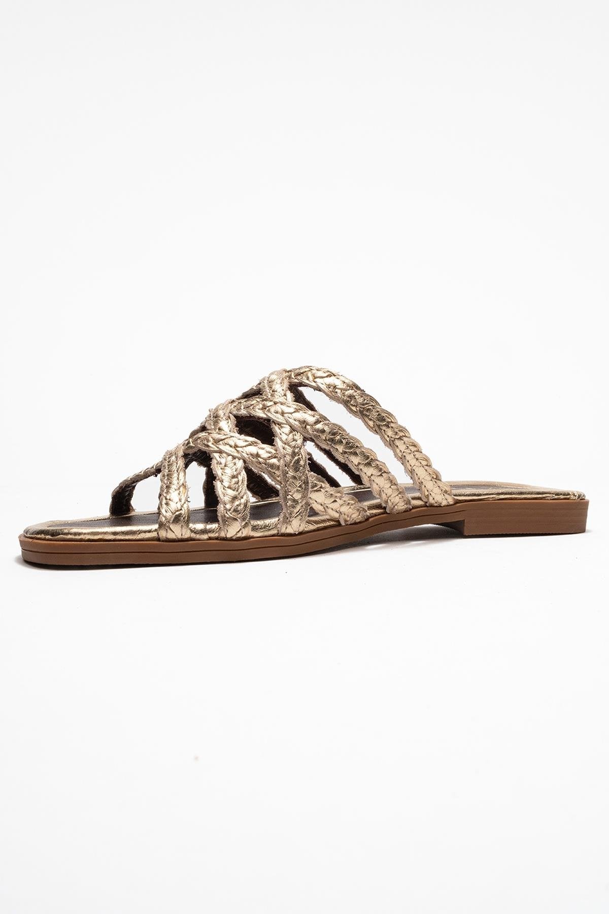 Sandalia plana Alisha Gold de piel (Mujer)
