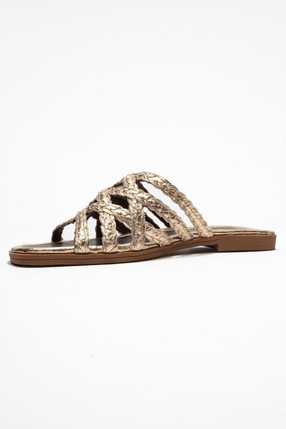 Sandalia plana Alisha Gold de piel (Mujer)