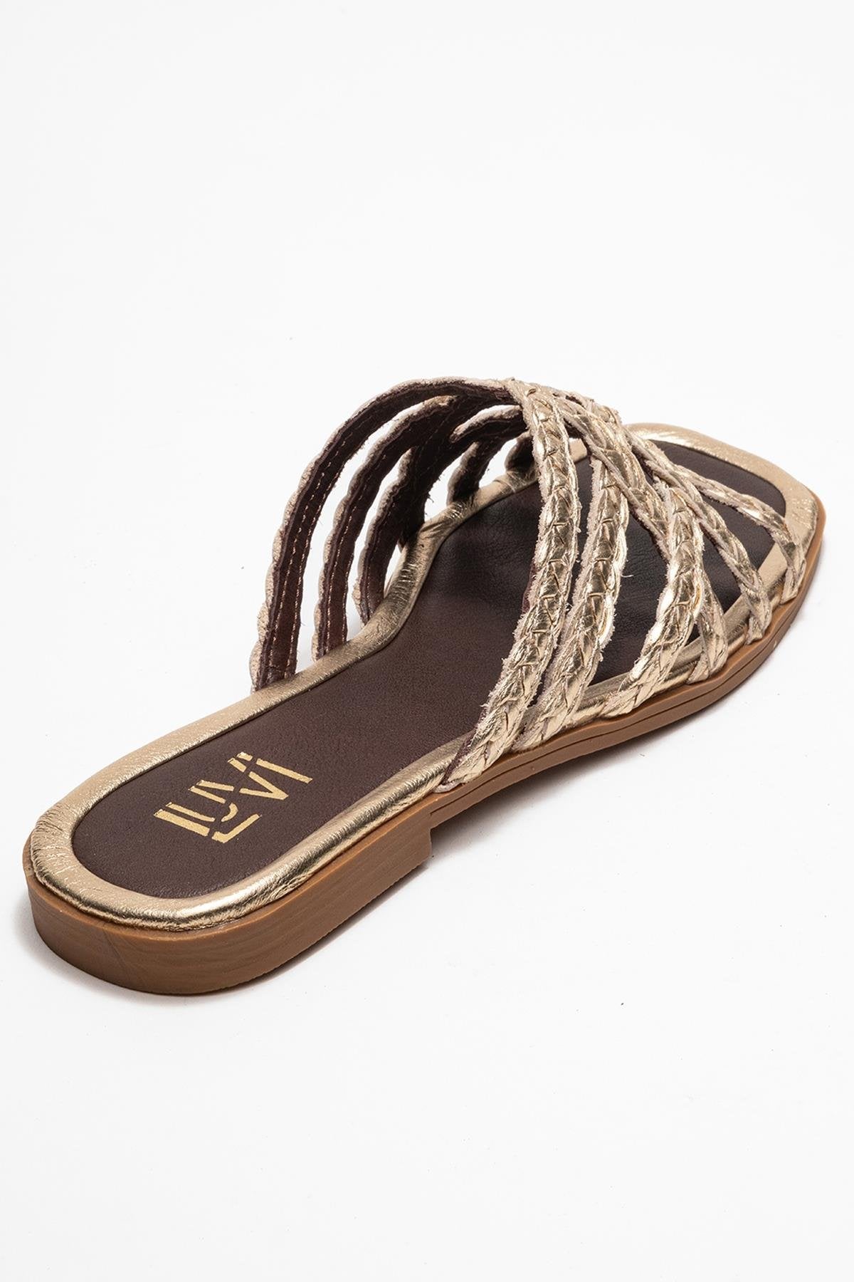 Sandalia plana Alisha Gold de piel (Mujer)