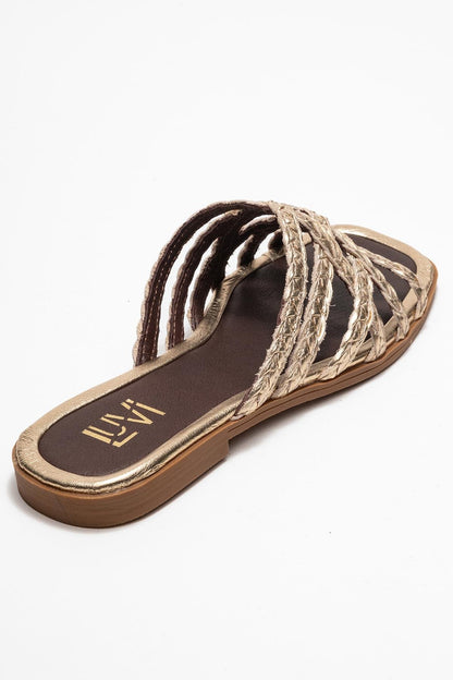 Sandalia plana Alisha Gold de piel (Mujer)