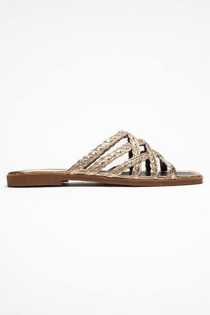 Sandalia plana Alisha Gold de piel (Mujer)
