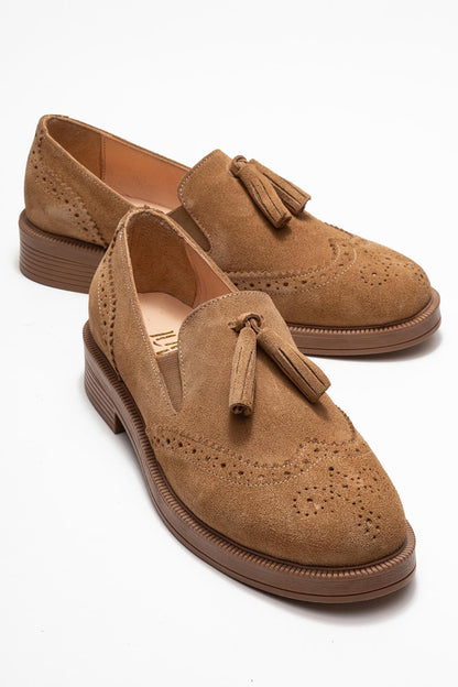 Alex - Cognac Suede Leather Tassel Loafers (Women)