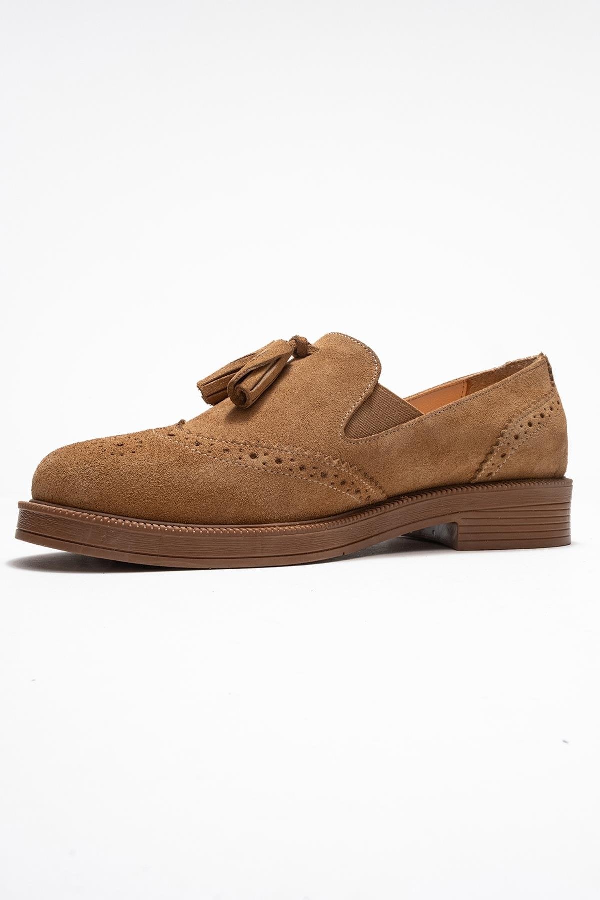 Alex - Cognac Suede Leather Tassel Loafers (Women)