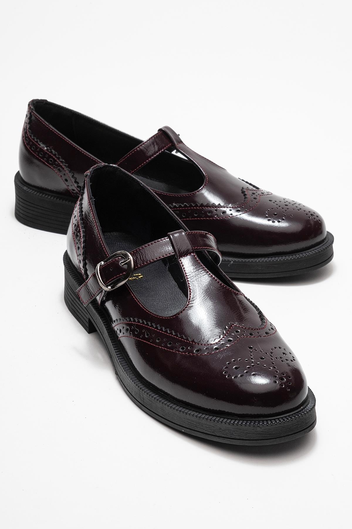 Janney - Burgundy Patent Leather Strap Loafers (Women)