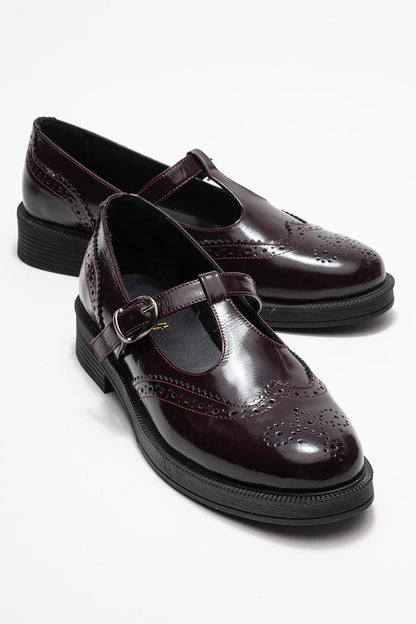 Janney - Burgundy Patent Leather Strap Loafers (Women)