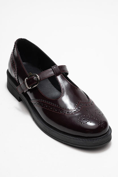 Janney - Burgundy Patent Leather Strap Loafers (Women)